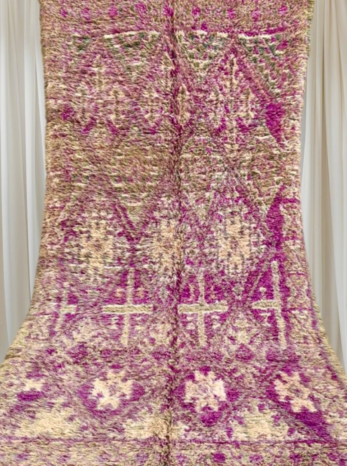 Vintage 1965s Handwoven Beni M'Guild Rug, 360 x 185 cm || 11,81 x 6,06 feet,