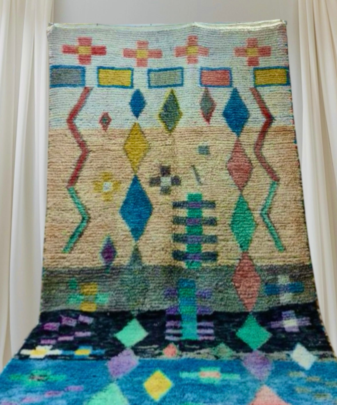 Handmade boujaad Rug, size 250 x 150 cm || 8.2 x 4.92 ft