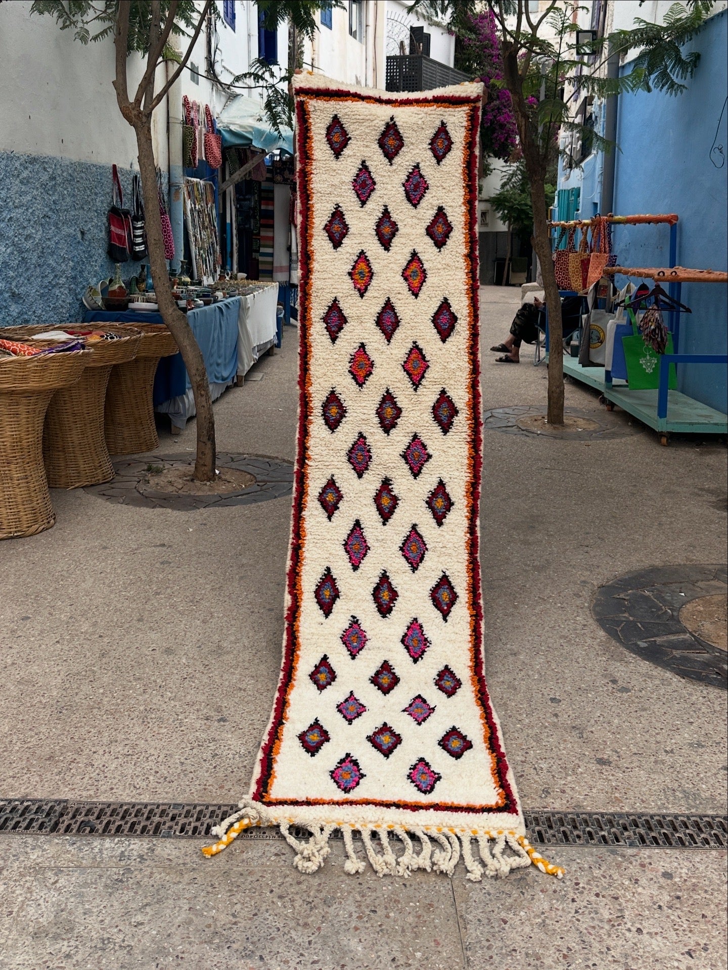 Handmade beni ourain Rug, size 260x 60cm