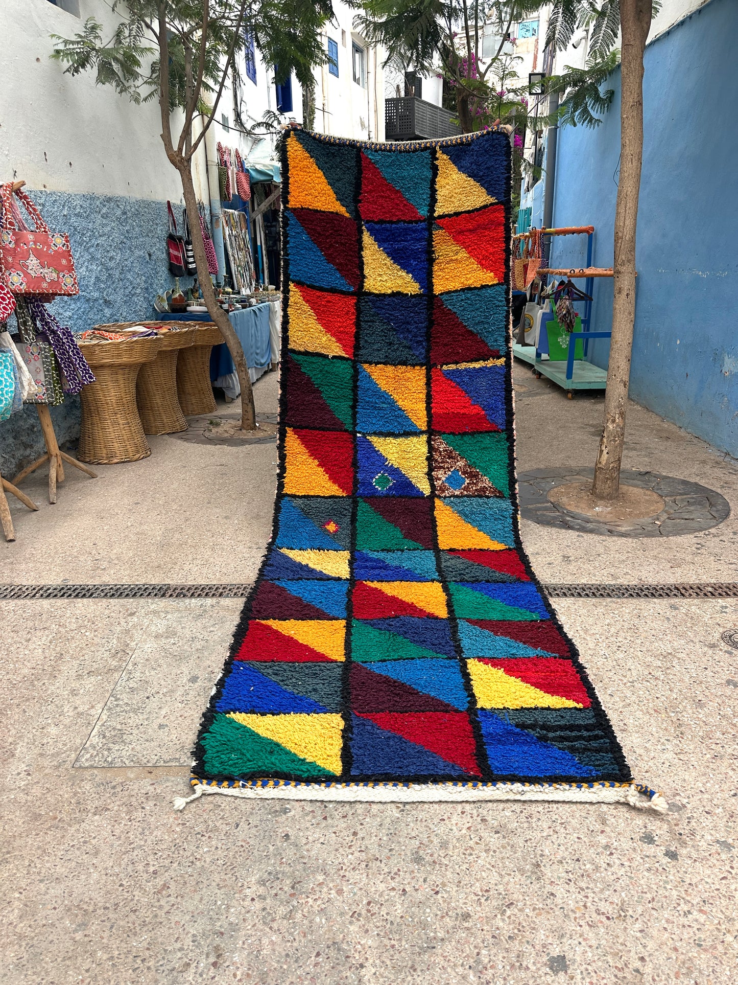 Handmade beni ourain Rug, size 340 x 110 cm