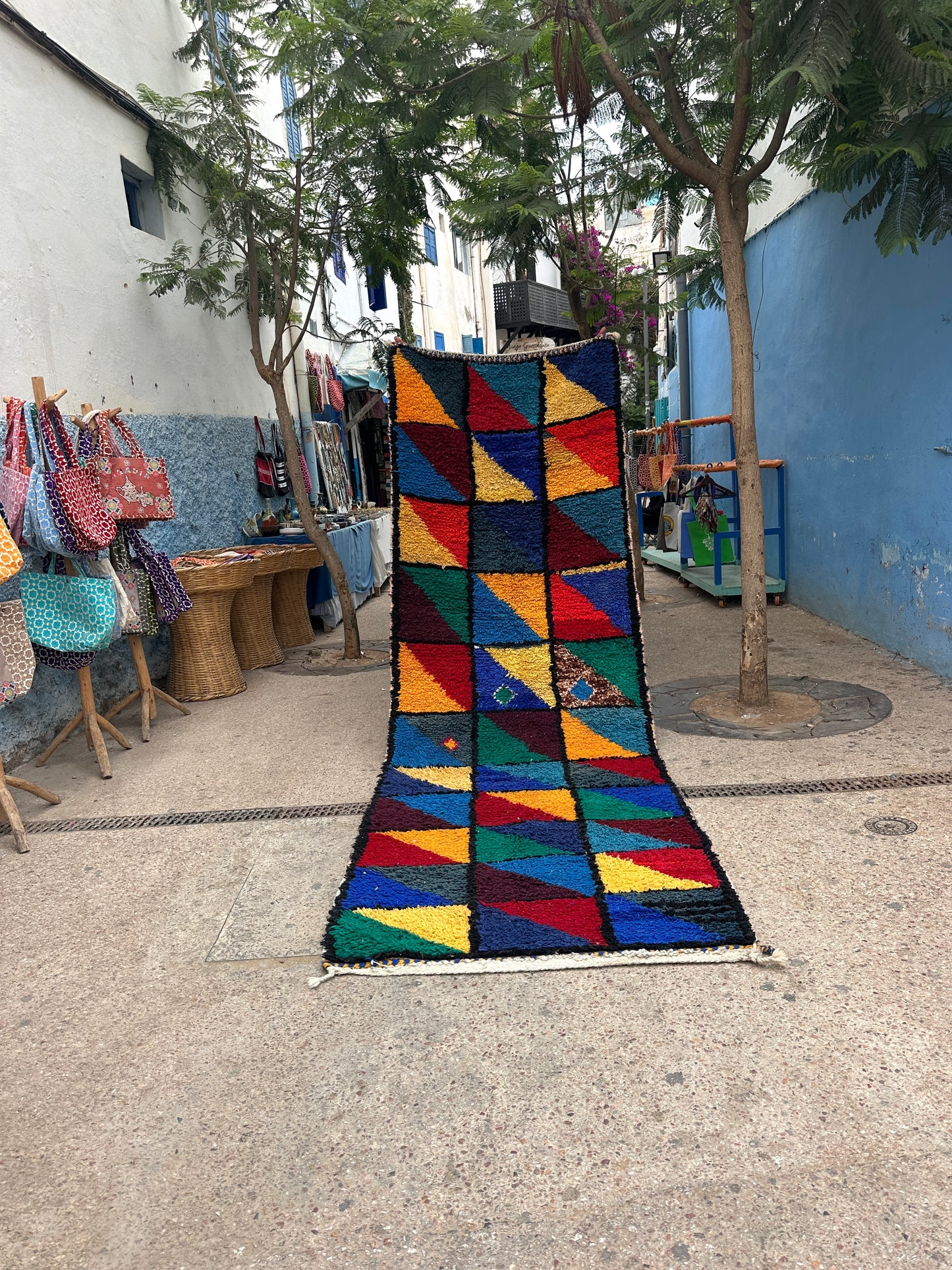 Handmade beni ourain Rug, size 340 x 110 cm