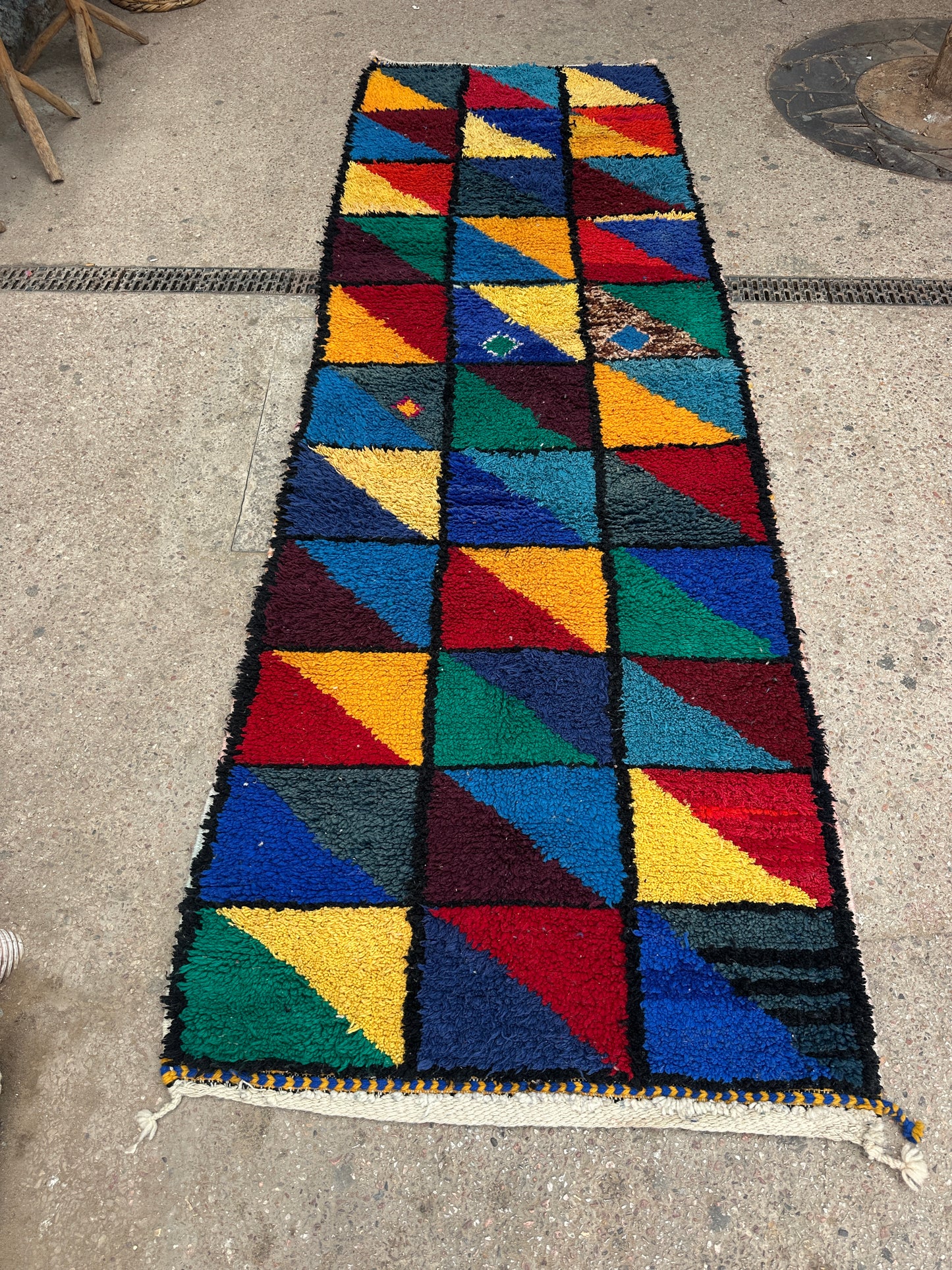 Handmade beni ourain Rug, size 340 x 110 cm