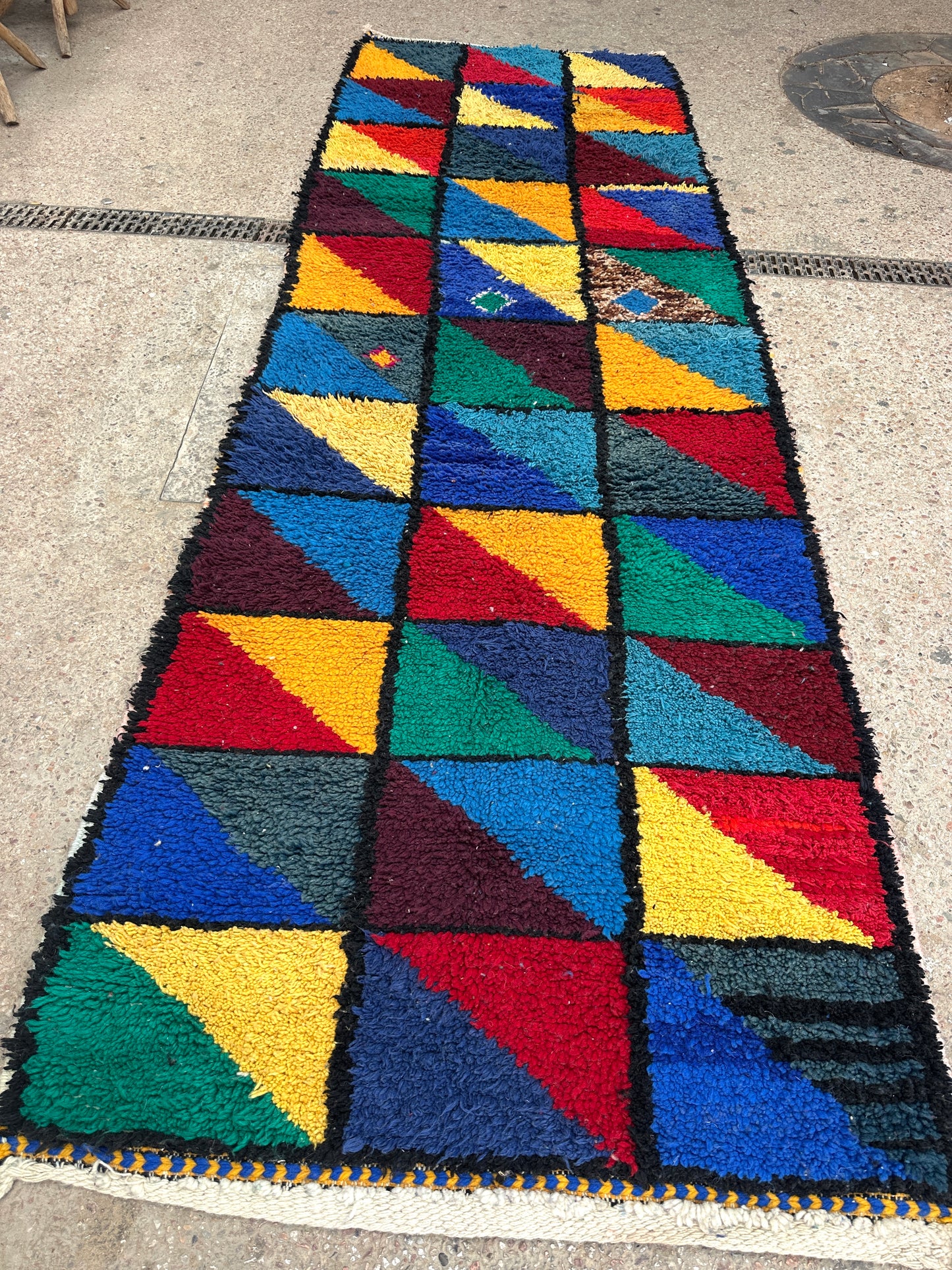 Handmade beni ourain Rug, size 340 x 110 cm