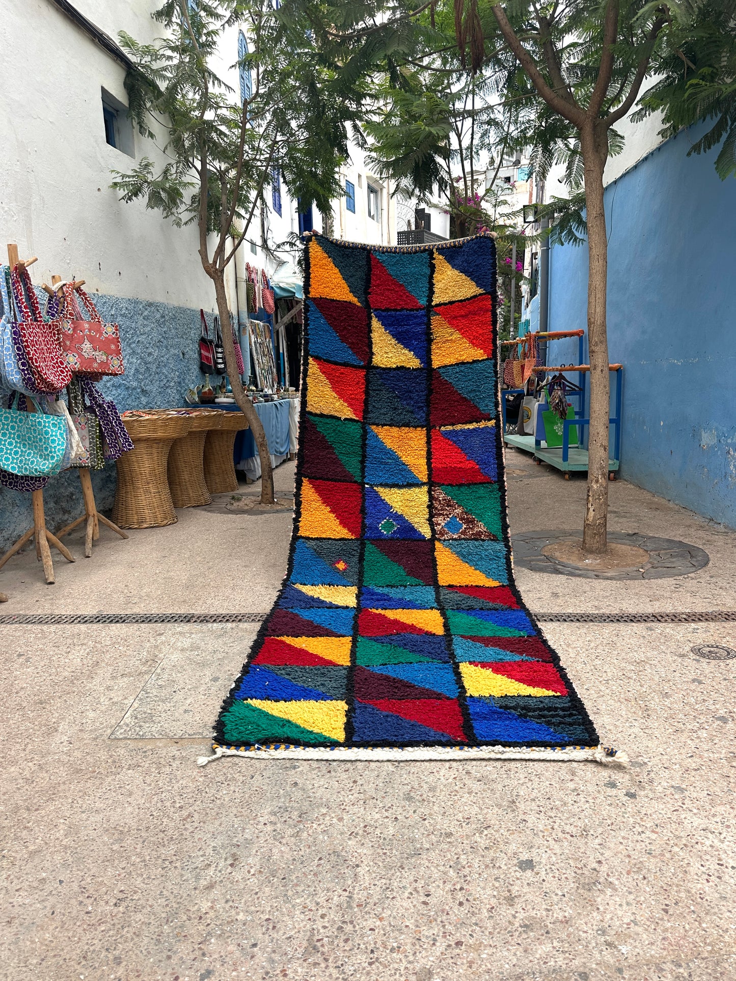 Handmade beni ourain Rug, size 340 x 110 cm