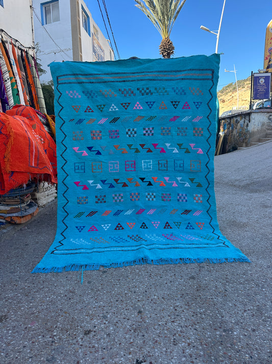 Kelim Handmade silk Rug, size 250 x 150 cm || 8.2 x 4.92 ft