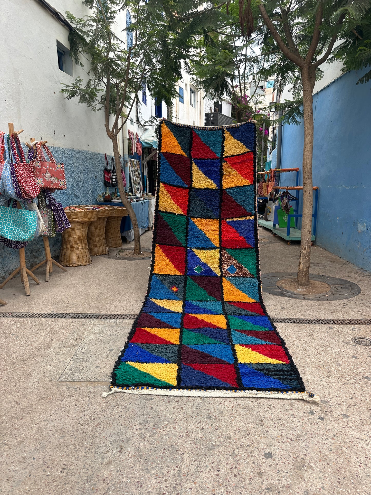 Handmade beni ourain Rug, size 340 x 110 cm