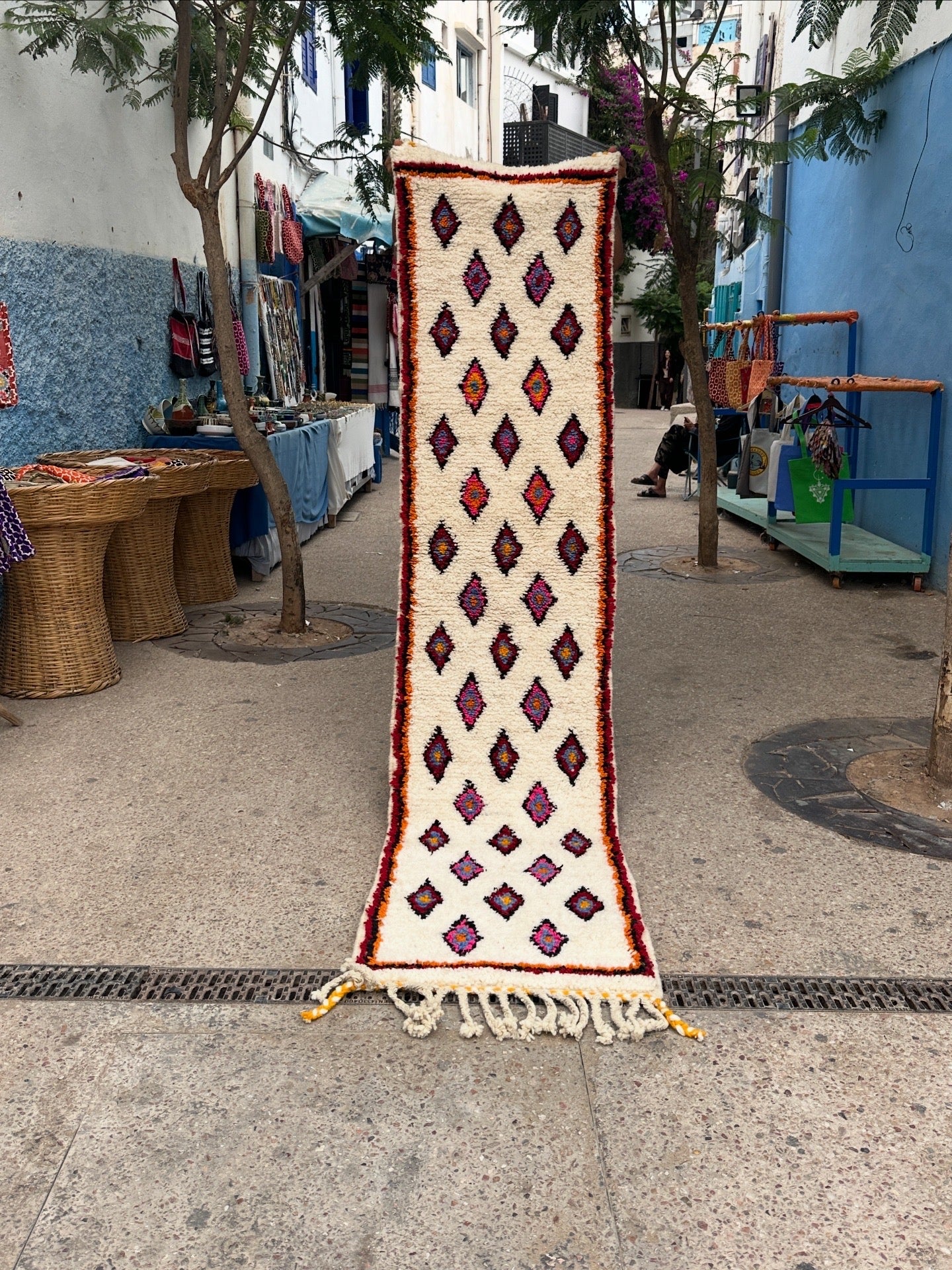 Handmade beni ourain Rug, size 260x 60cm