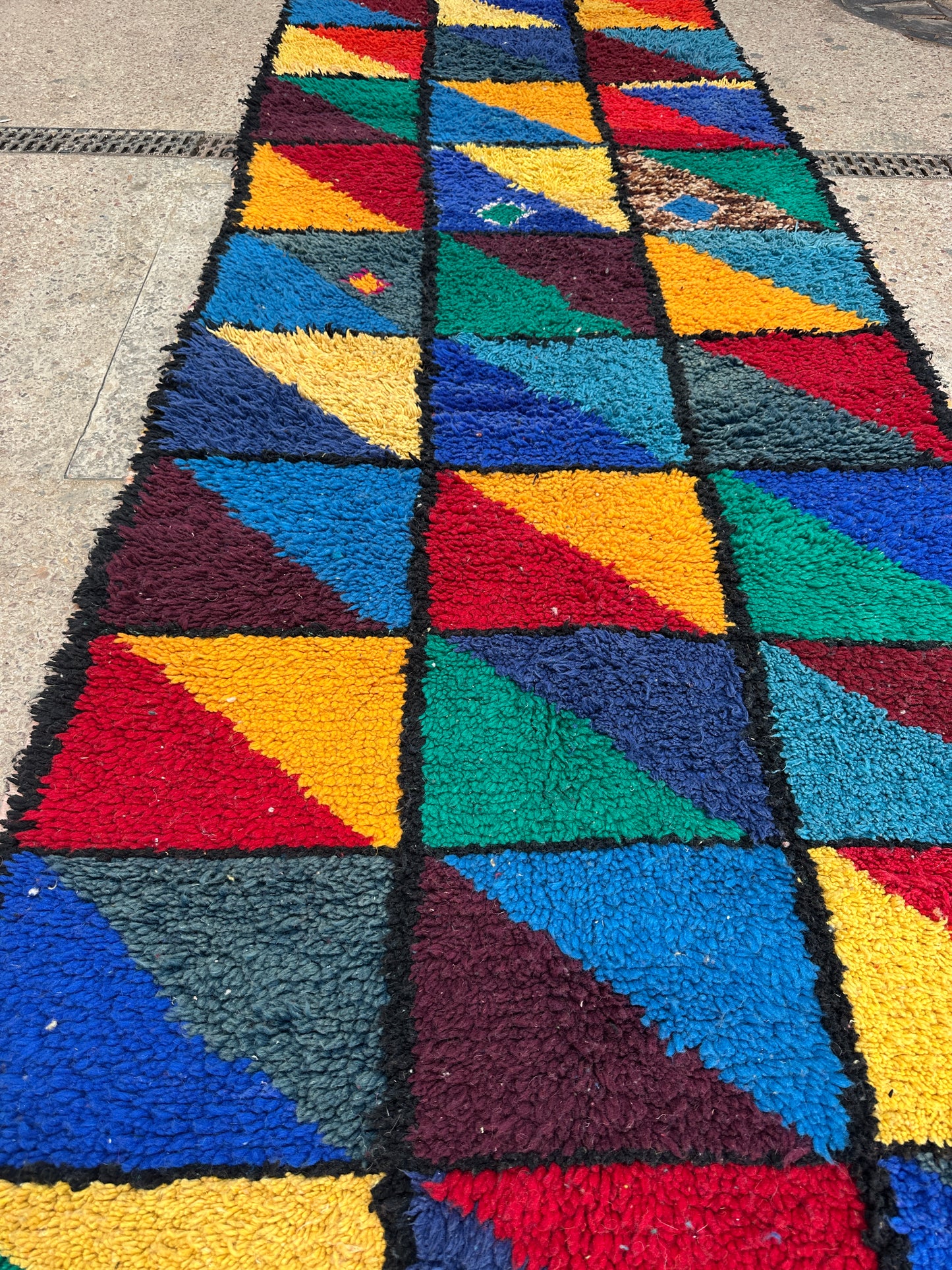 Handmade beni ourain Rug, size 340 x 110 cm