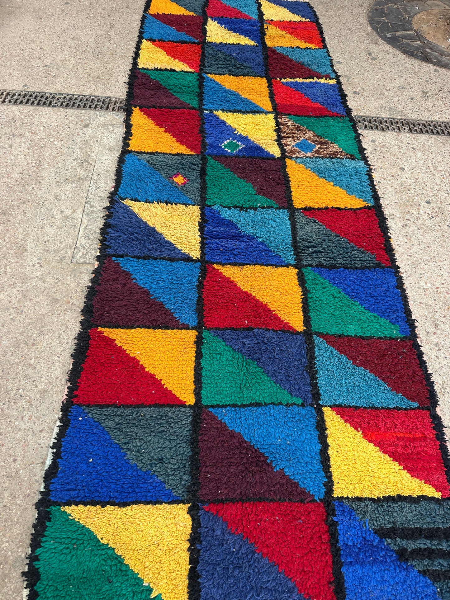 Handmade beni ourain Rug, size 340 x 110 cm