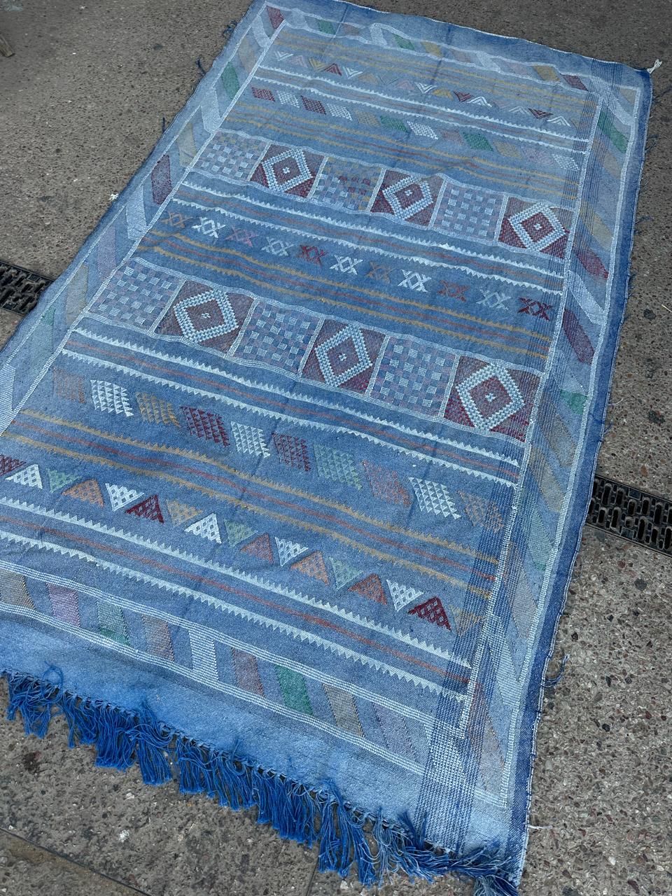 Handmade Kelim Silk/Cotton Rug, size 250 x 150 cm || 8.2 x 4.92 ft