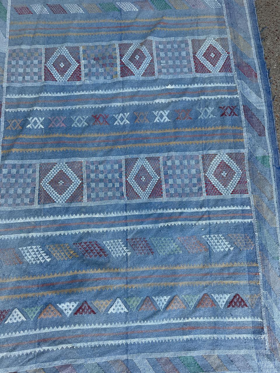 Handmade Kelim Silk/Cotton Rug, size 250 x 150 cm || 8.2 x 4.92 ft