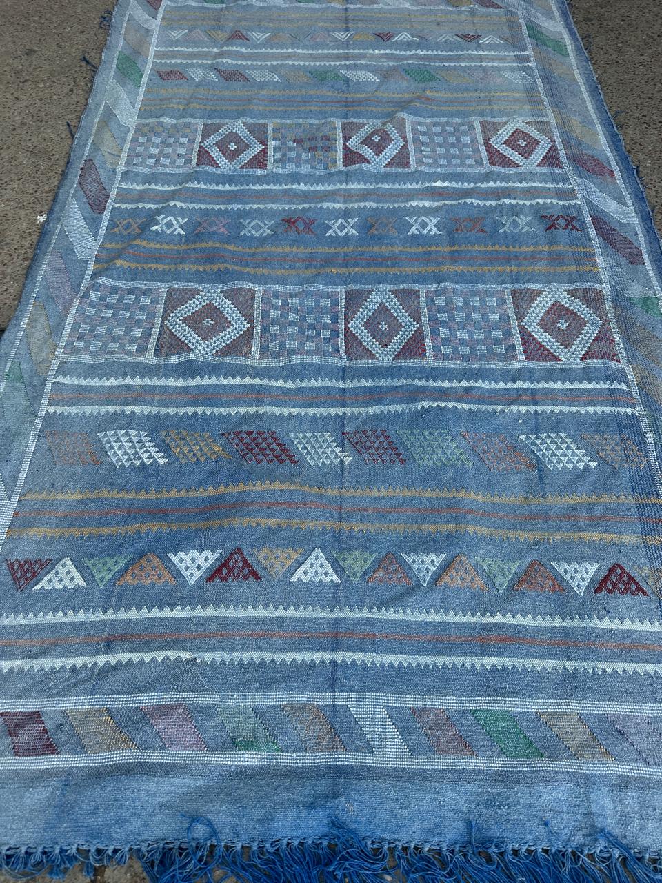 Handmade Kelim Silk/Cotton Rug, size 250 x 150 cm || 8.2 x 4.92 ft