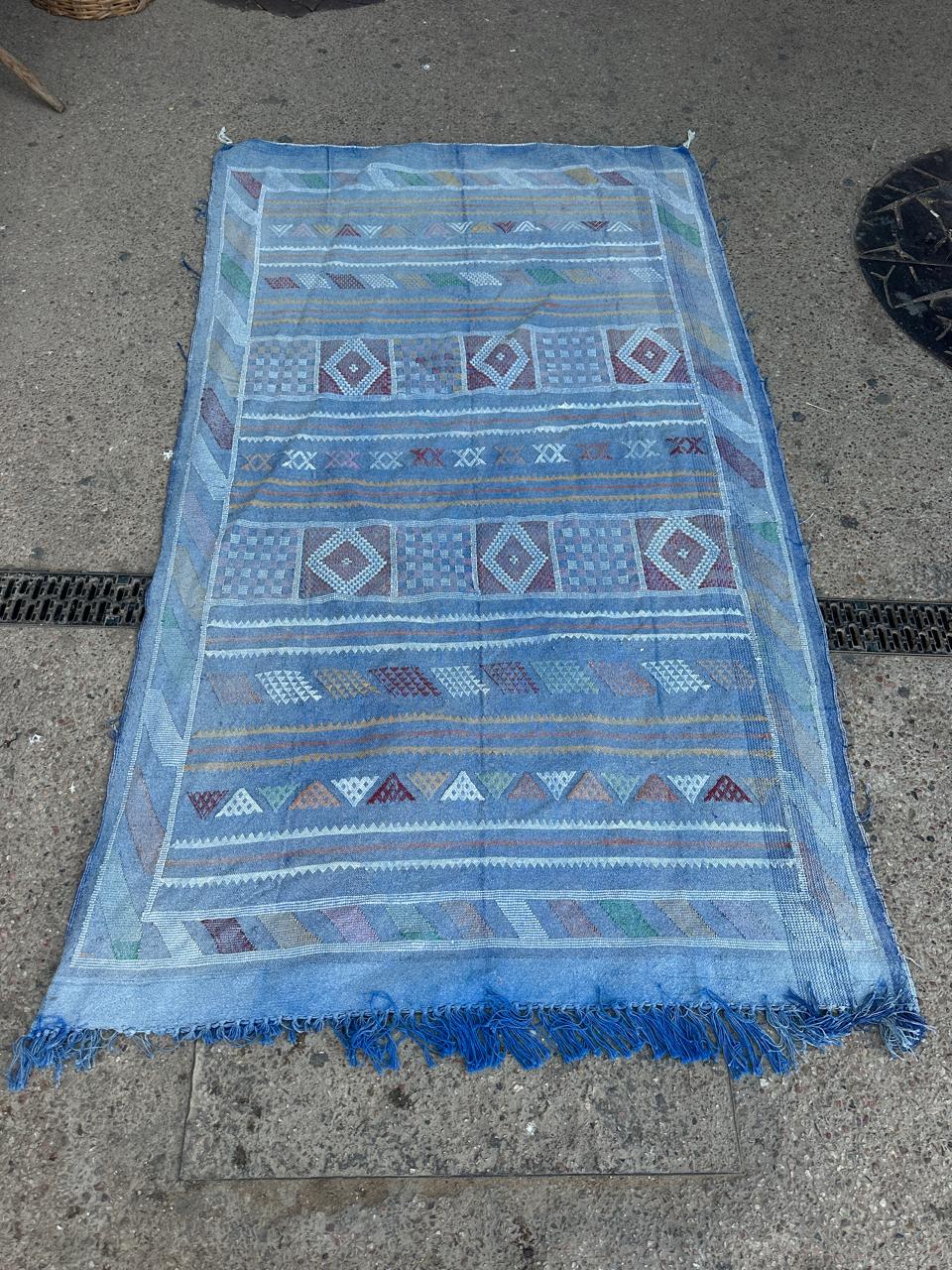 Handmade Kelim Silk/Cotton Rug, size 250 x 150 cm || 8.2 x 4.92 ft
