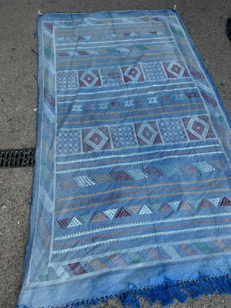 Handmade Kelim Silk/Cotton Rug, size 250 x 150 cm || 8.2 x 4.92 ft