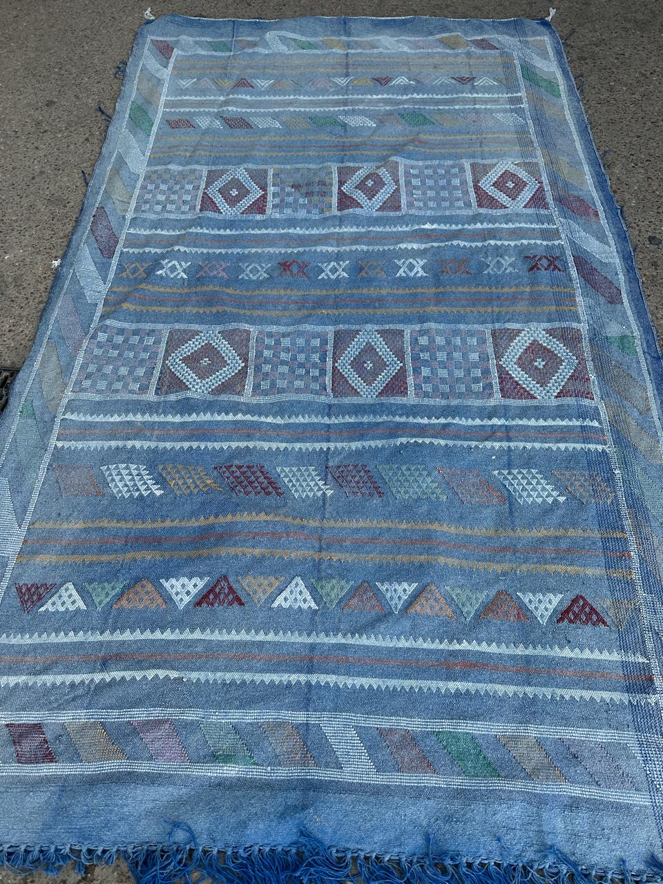 Handmade Kelim Silk/Cotton Rug, size 250 x 150 cm || 8.2 x 4.92 ft