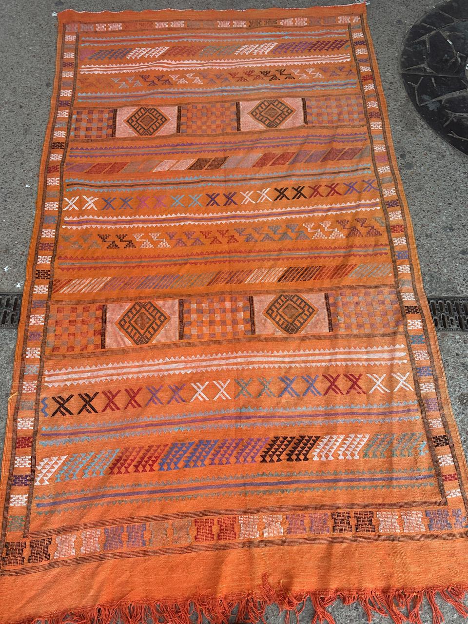 Handmade Kelim Silk/Cotton Rug, size 250 x 150 cm || 8.2 x 4.92 ft