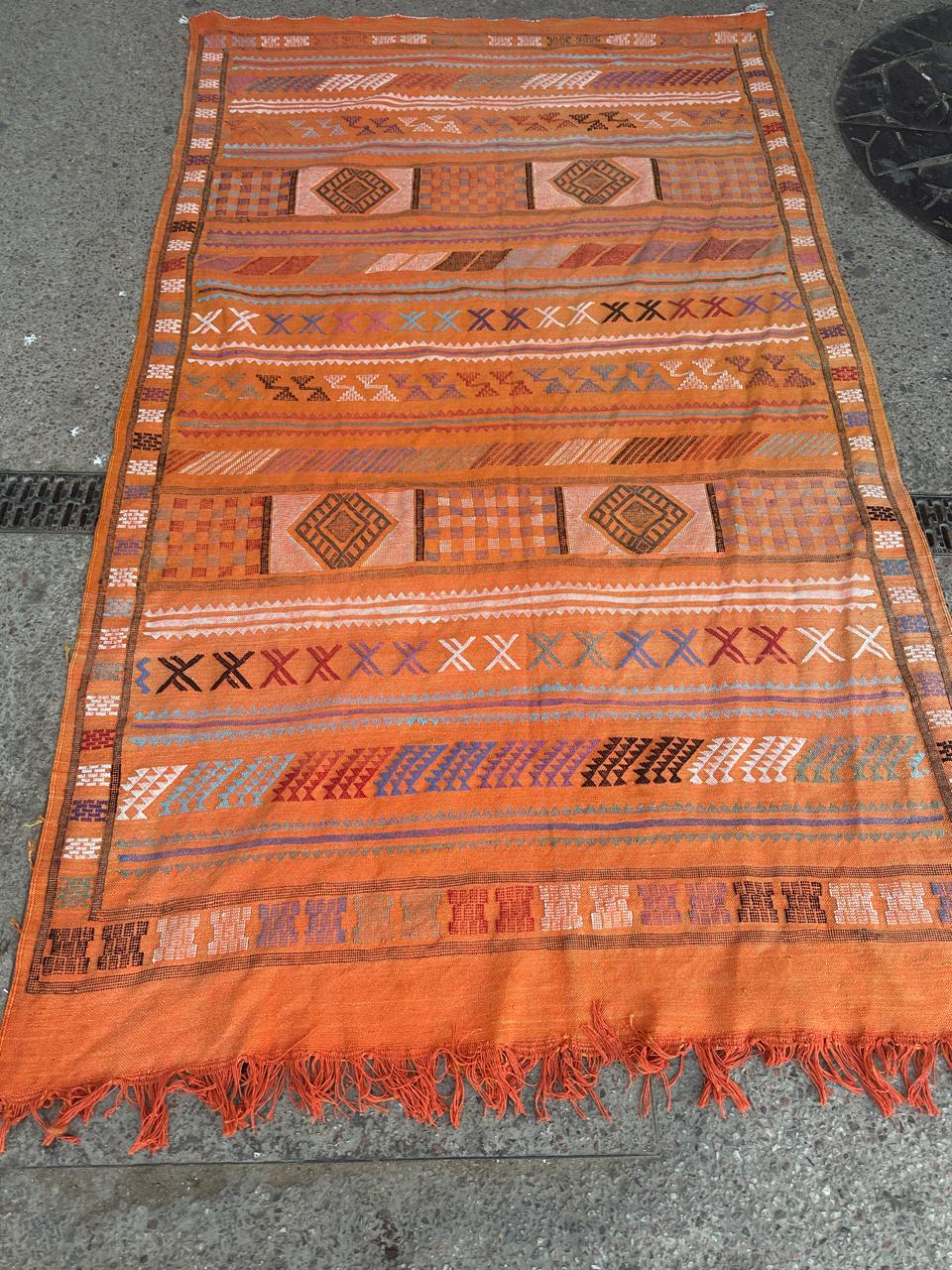 Handmade Kelim Silk/Cotton Rug, size 250 x 150 cm || 8.2 x 4.92 ft