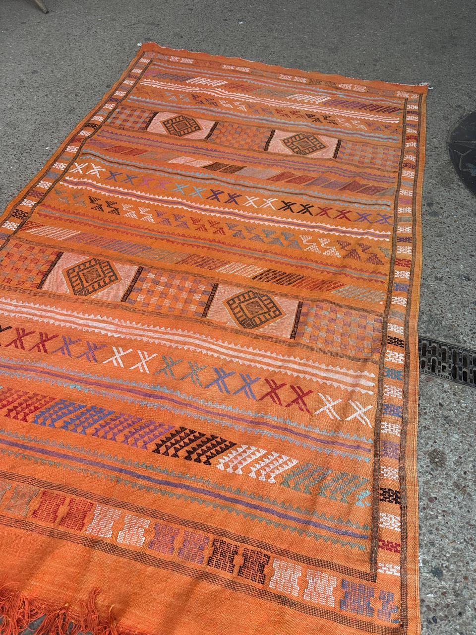 Handmade Kelim Silk/Cotton Rug, size 250 x 150 cm || 8.2 x 4.92 ft